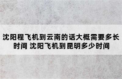 沈阳程飞机到云南的话大概需要多长时间 沈阳飞机到昆明多少时间